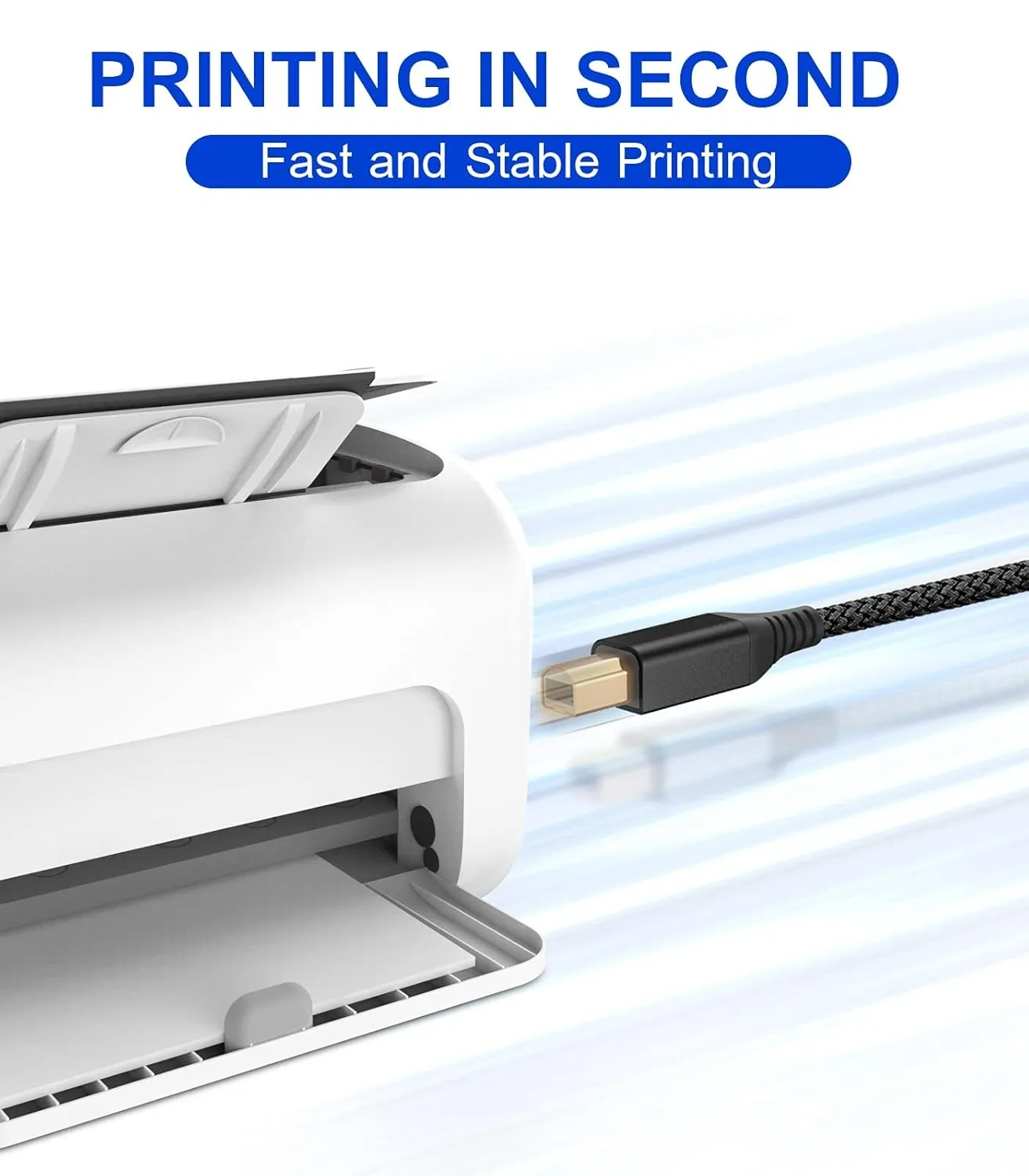 Cavo stampante USB 2.0 da 2 m Cavo da USB-A a USB-B Cavo stampante scanner ad alta velocità per HP Canon Dell Epson Brother Lexmark Xerox