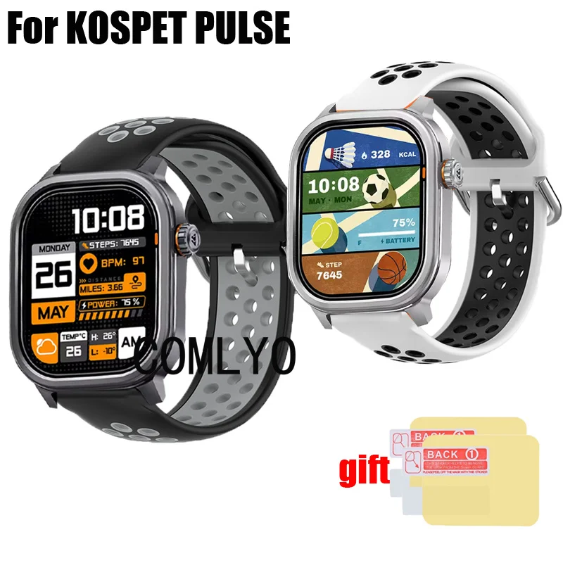 Correa para reloj inteligente KOSPET PULSE, pulsera deportiva transpirable de silicona, película protectora de pantalla para mujeres y hombres