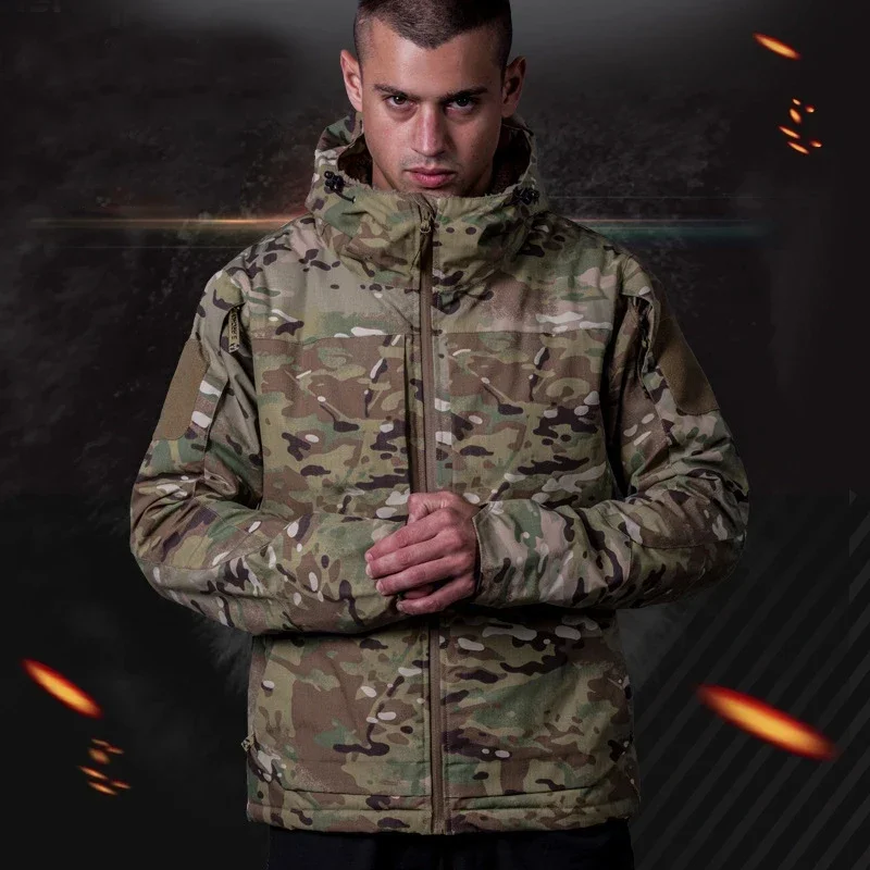 

Winter Camouflage Hunting Fleece Tactical Jacket Waterproof Warm Thick Scratch Multi-pocket Hunting Jacket