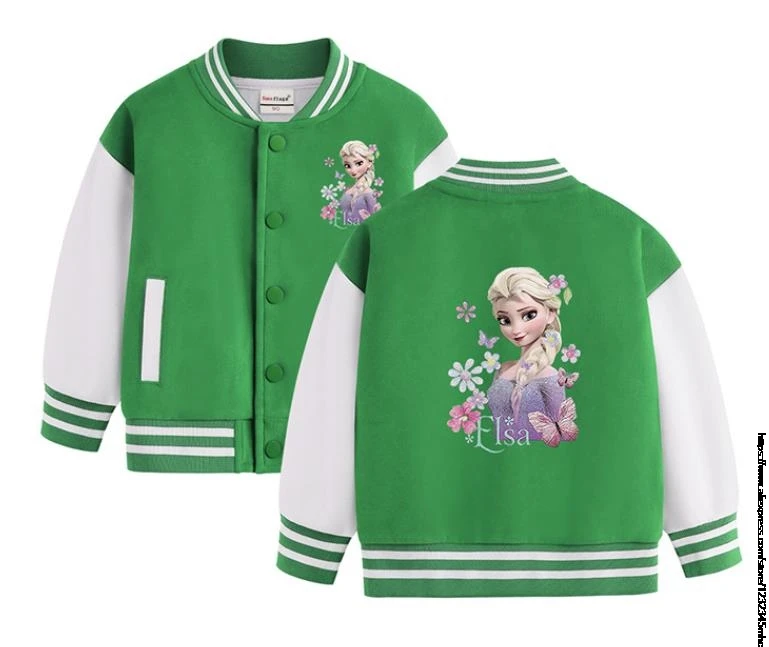 Spring Autumn Children ​Jacket  for 1-8yrs Boys Girls Frozen Elsa Cartoon Print Baseball Uniform Fashion Girl Boy Kid Coat