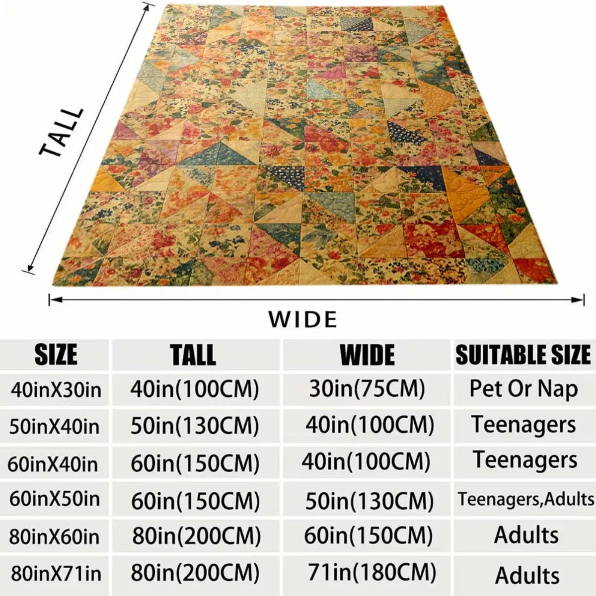 Chunky Patchwork Flannel Throw Blanket Rustic Bohemian Style Cozy Home Decor Couch Sofa Bed Throw Warm Autumn Winter Gift