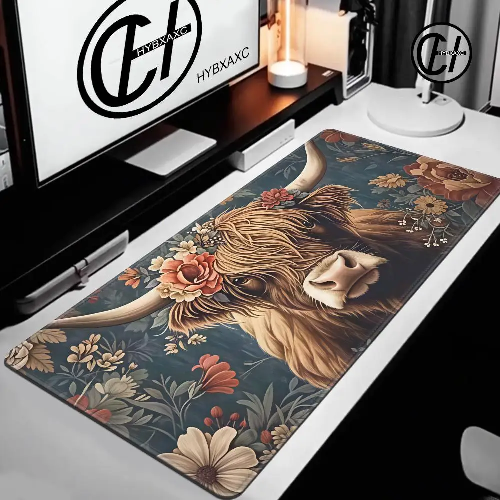 Highland Cow Mousepad] Fragrant Mysterious Highland Cow Mousepad  1pc Rubber Anti-Slip Mouse Mat  Keyboard Accessories