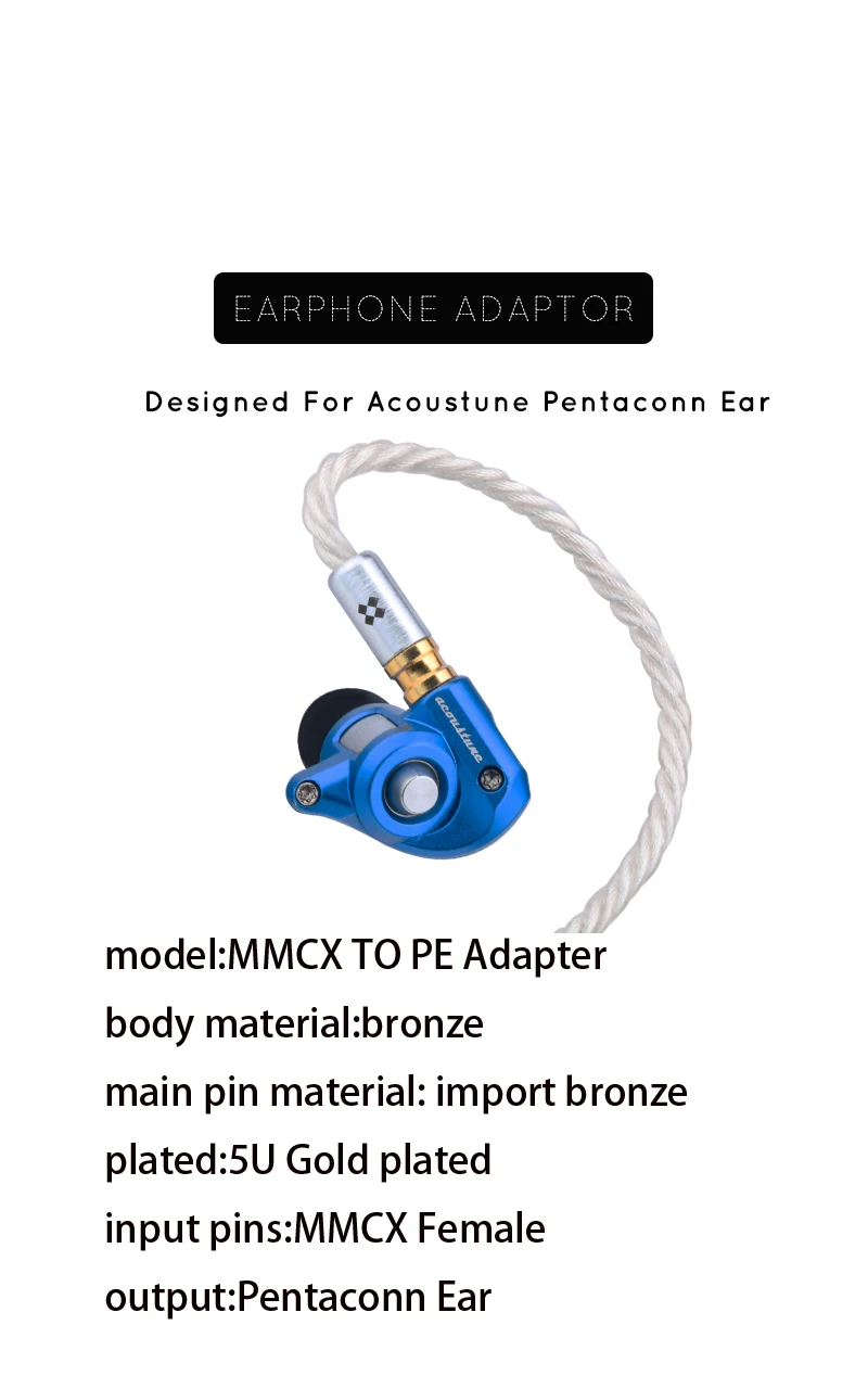 MMCX femmina a acoutune UE IPX Pentaconn adattatore per Jack auricolare Pin per cuffie