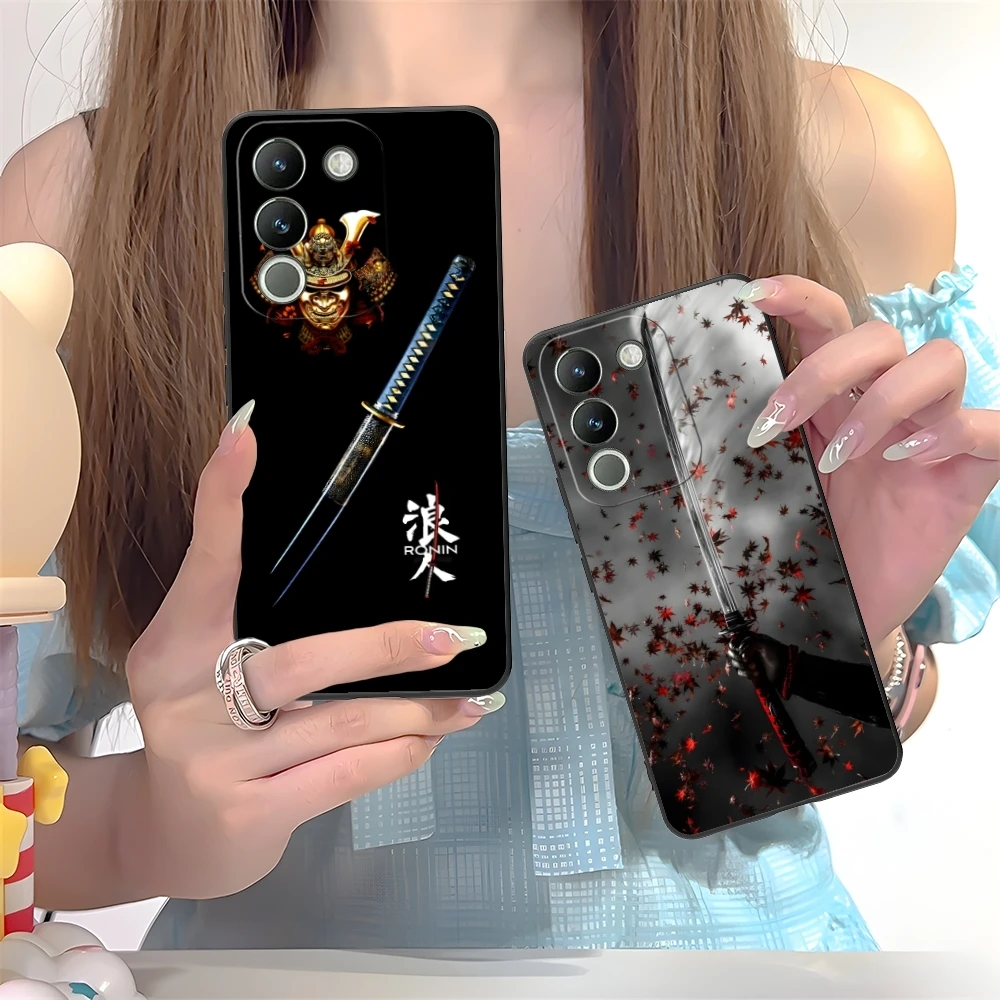 Katana Samurai Ronin Mobile Cell Phone Case for VIVO Y95 Y93 Y31 Y20 V19 V17 V15 Pro X60 NEX Black Soft Phone Cover Shell