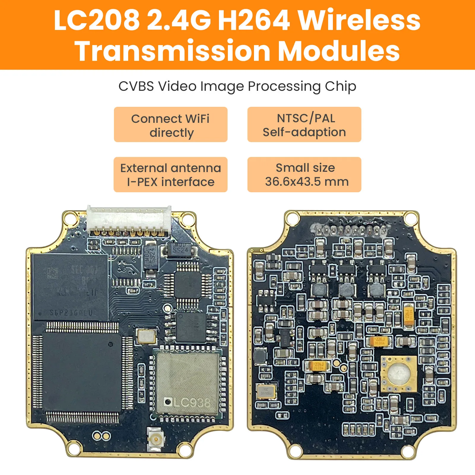 

LC208 2.4G CVBS to WIFI Transmission Modules,250ma@5V,NTSC/PAL H.264/MJPEG Wireless Video Transmission Board,3.3V,I-PEX,16G/32G