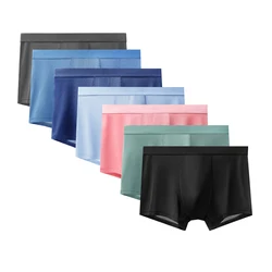 7pcs Popular Men's Ice Silk Underwear Summer 5A Antibacterial Boxer Short Men's Comfortable Breathable Four Corners Flat Pants