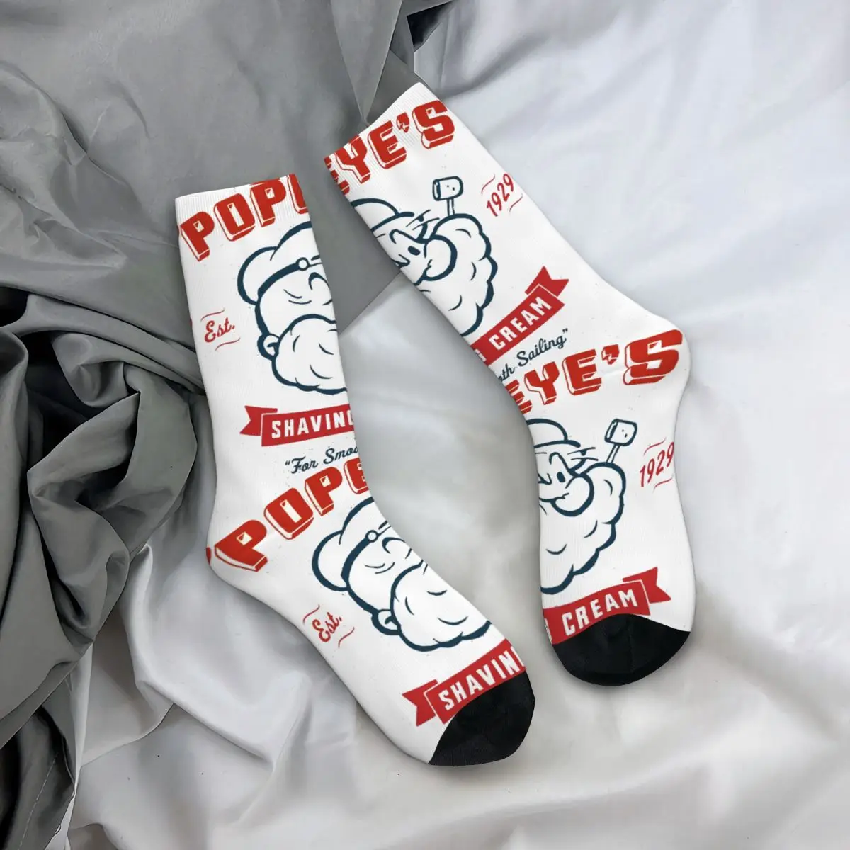 Funny Happy Funny Men\'s Socks Vintage Harajuku P-Popeye The Sailor Cartoon Hip Hop Novelty Seamless Crew Crazy Sock Gift Printed