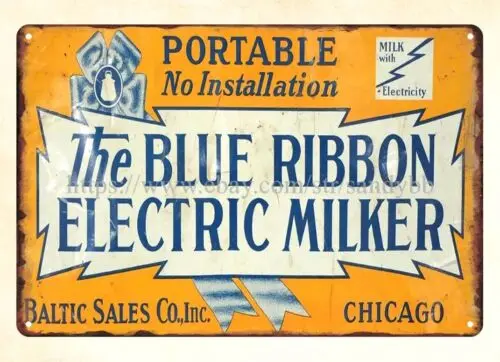 Blue Ribbon Electric Milker metal tin sign home decoration design