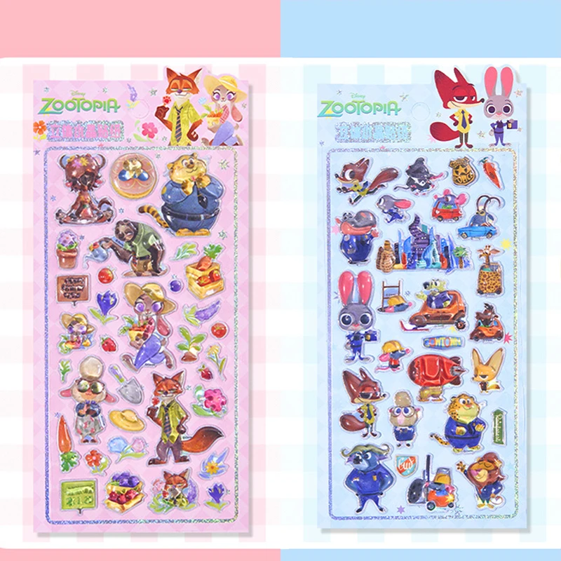 Anime Zootopia Śliczne Naklejki 3D z Judy i Nickiem, Dekoracyjne Naklejki Kawaii na Telefon, Laptop, Ozdobne Naklejki Bąbelkowe, Zabawka