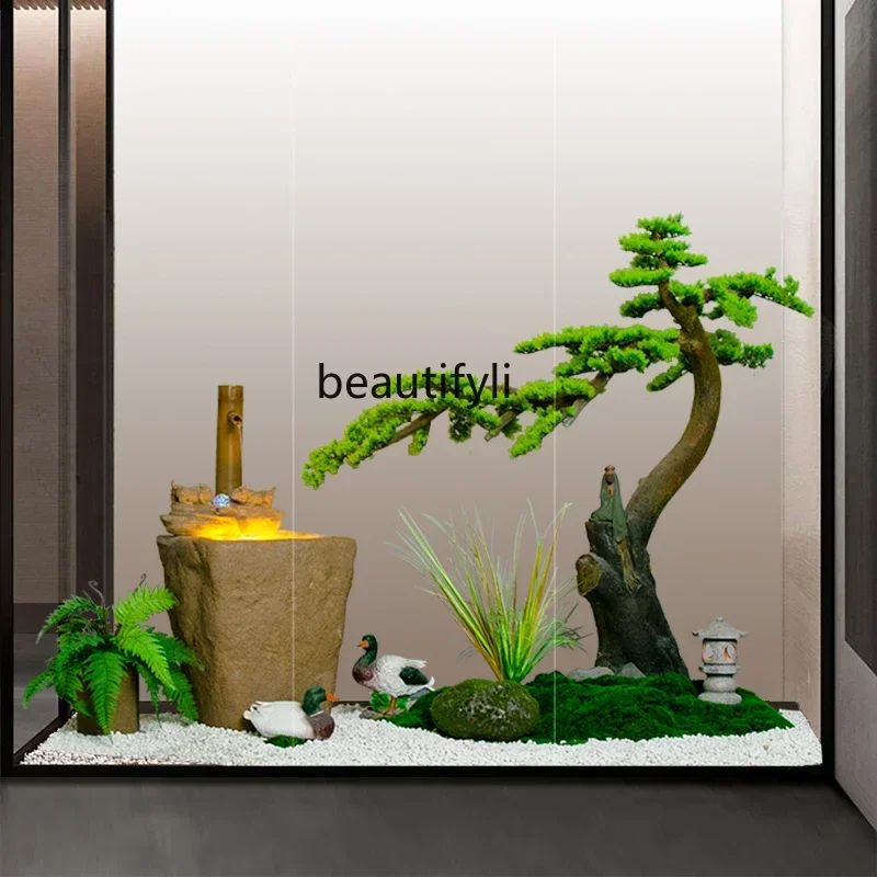 LXRockery indoor hotel entrance club arrangement staircase decoration flowing water ornamentSSS