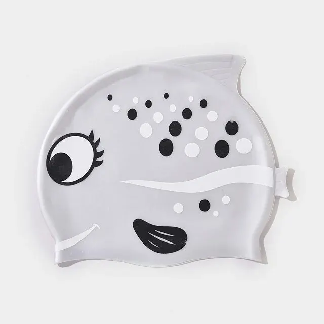 Wasserdichte Kinder-Badekappe aus Silikon – Cartoon-Fischflecken-Design, Unisex, weich, ohne Druck, für Jungen und Mädchen – Detail 6
