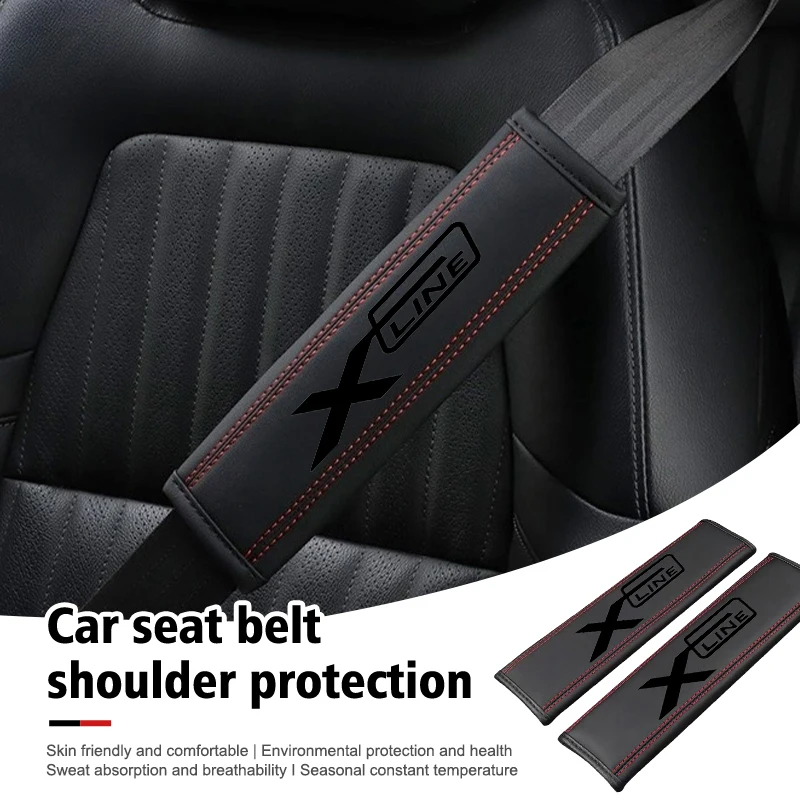 For KIA Leather Car Seat Belt Cover Adjustable Shoulder Anti-slip Pad Protection Accessories EV6 Stinger RIO Sorento Picanto
