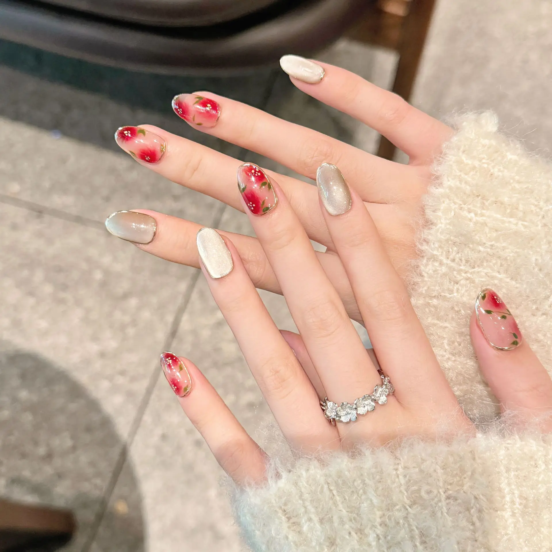 Handmade Press on Nails Sweet Cherry Pink Blush Style Fake Nail Tips for Girl Wearable Spring Ins Fresh Korean Cute False Nails view 3