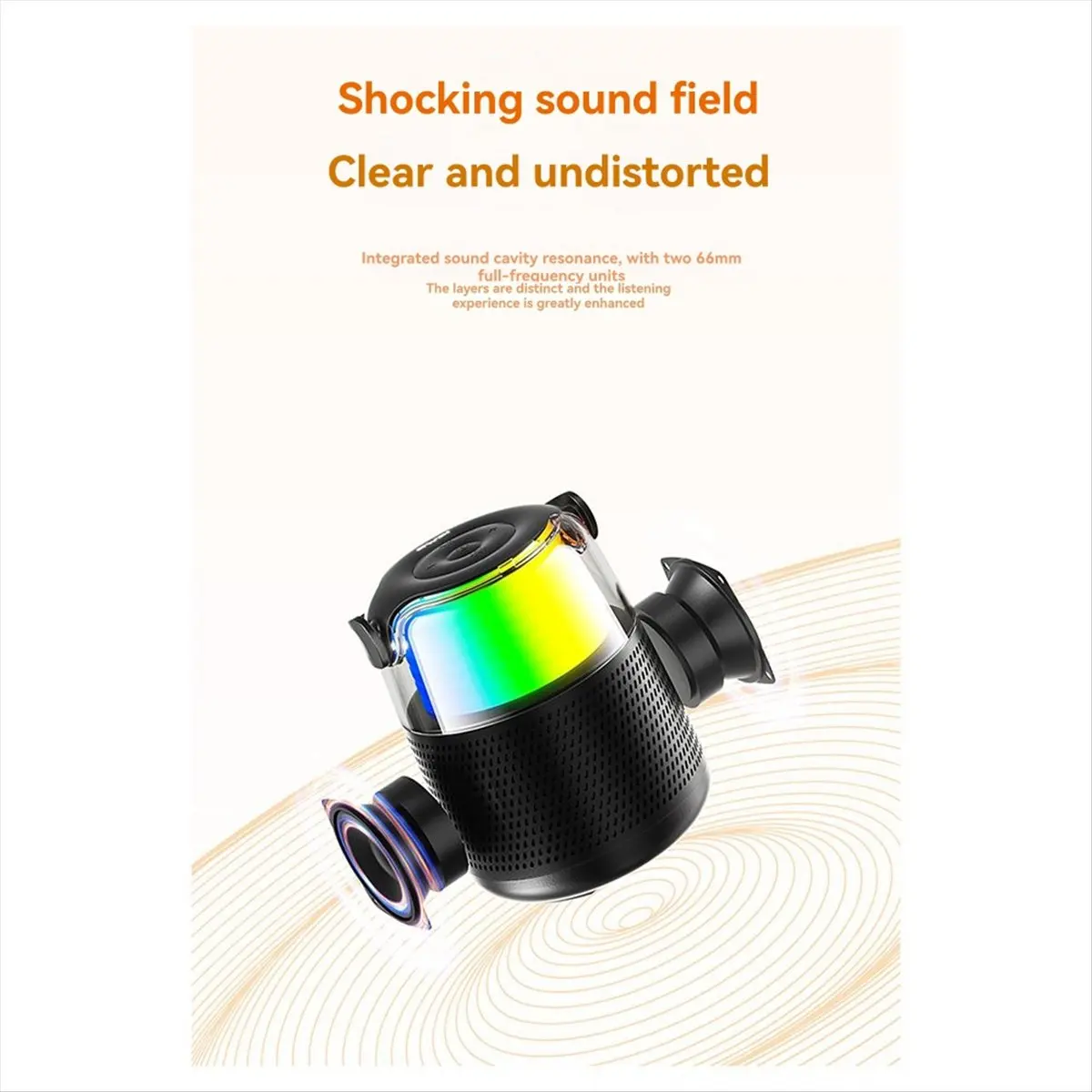 Top 3000mAh 6W Colorful Bluetooth 5.3 Speaker RGB Light Home Subwoofer with Microphone Portable AUX TF Card Playback