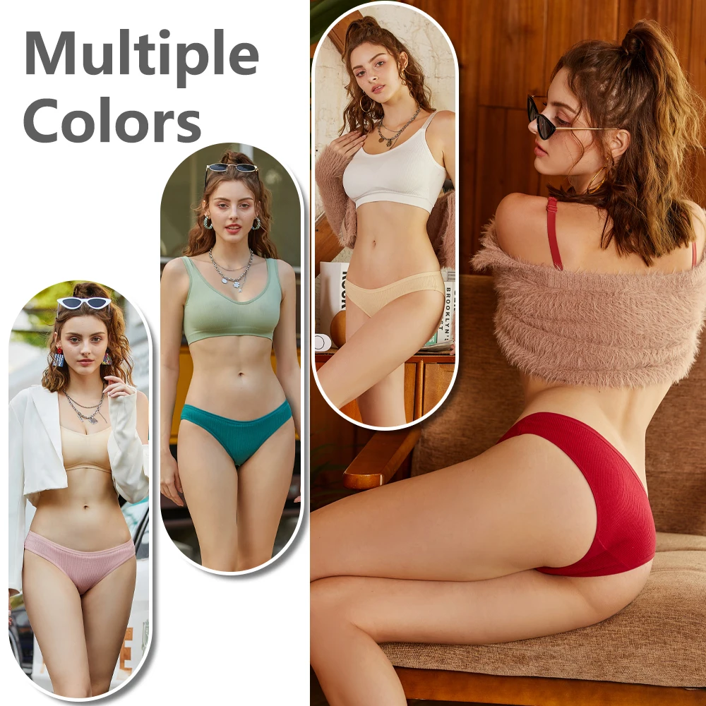 3PCS/Set Waffle Cotton Panties for Women Sexy Low Rise Briefs Cotton Soft Underwear Female Solid Color Intimates Lingerie S-XL