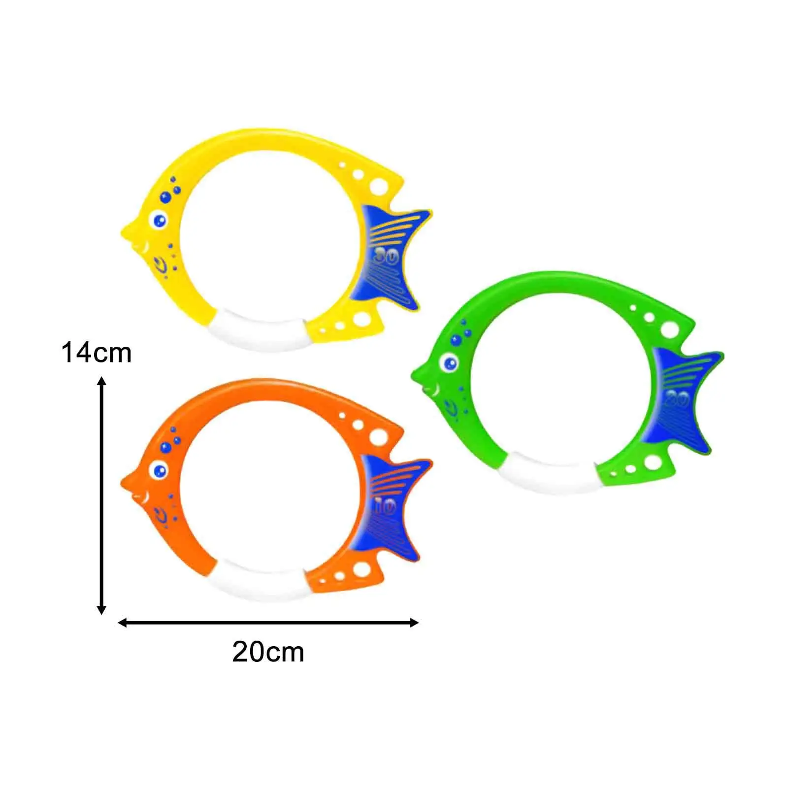 3 Pieces Fish Ring Toys Colorful Sinker Set Sinking Swimming Toys Underwater Rings Swimming Pool Toys for Games Boys Girls Kids