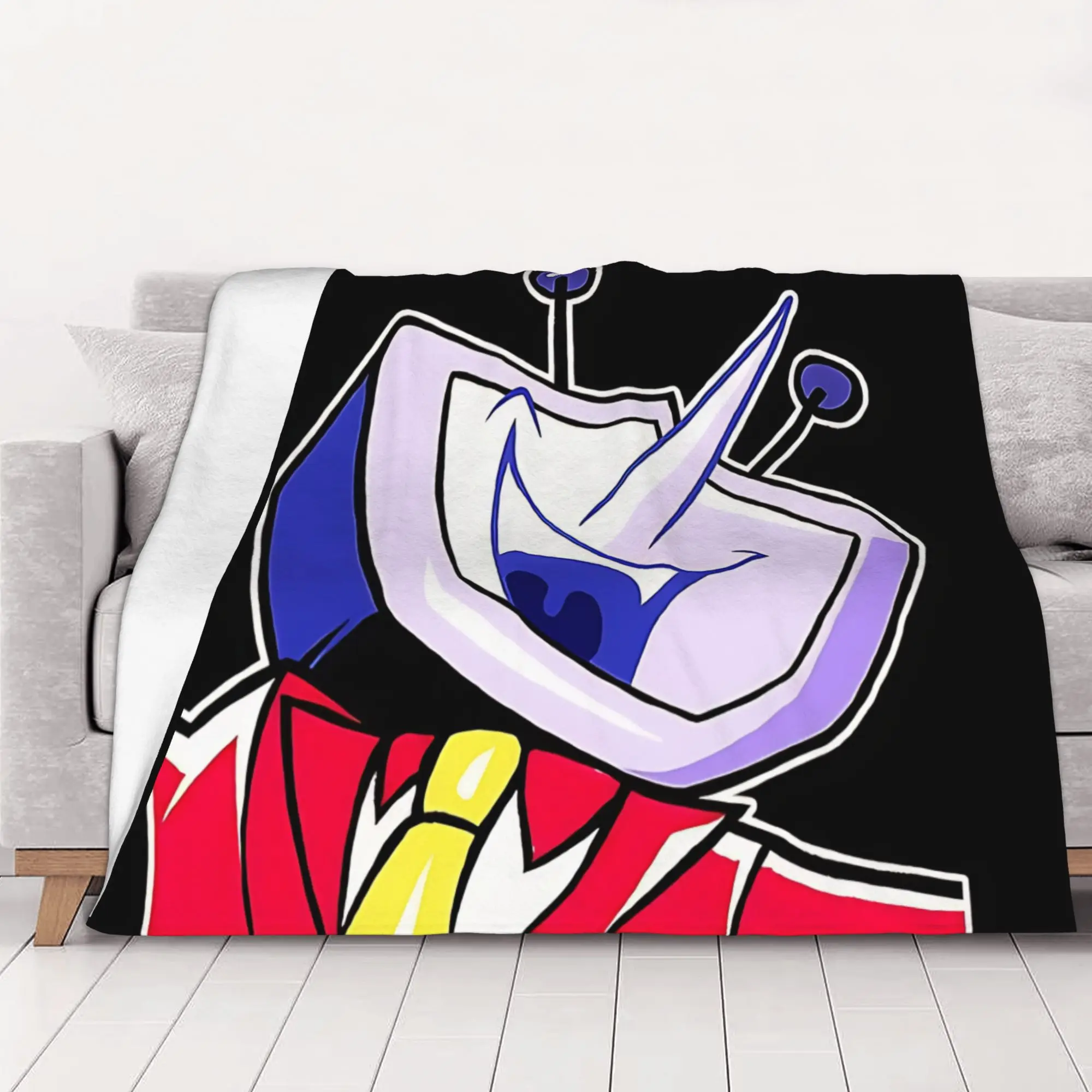 1PC Home Cute Room Decor Retro TV Head Businessman Art Blanket Throw Blanket Deltarune Novelty Warm Blanket All Season