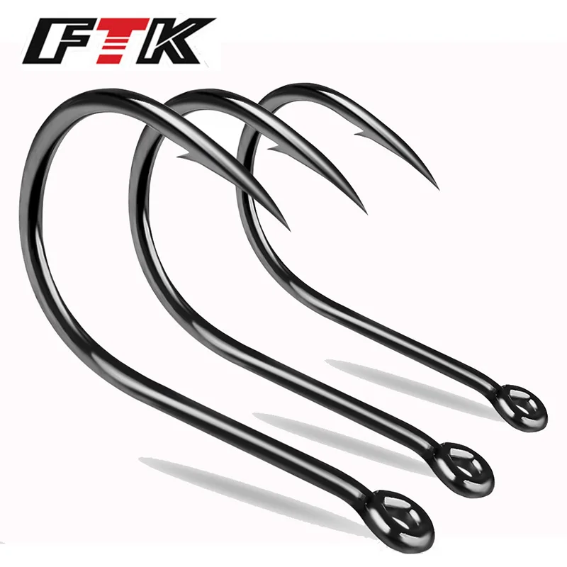 FTK 100Pcs/Box Fishing Hook Iseama Circle Carp Barbed FishHook High Carbon Ring Eye Japan Single Jig Hook Accessories