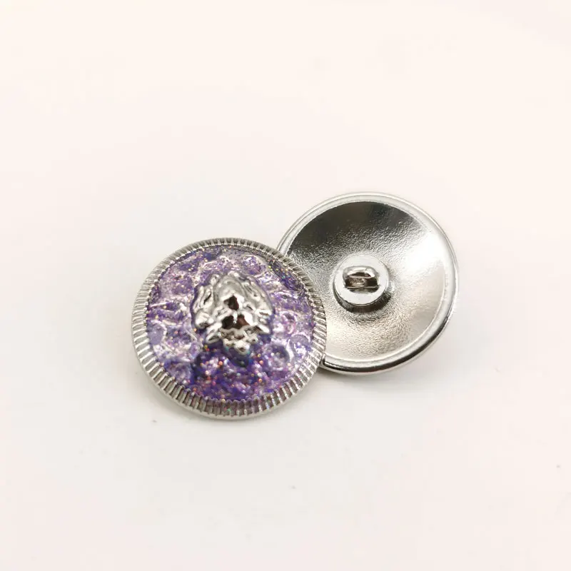 Lila Metallknöpfe mit Löwenkopf-Design, hoher Schaft, Nähzubehör für Blazer, Mantel, Anzug, Jacke, Nähzubehör, 10 Stück, 20 mm – Detail 3
