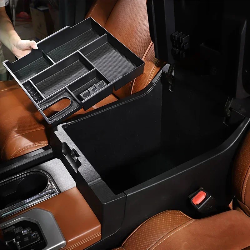 

Center Console Armrest Storage Box Container with Mat For Toyota Tundra 2014-2021 Organizer Accessories