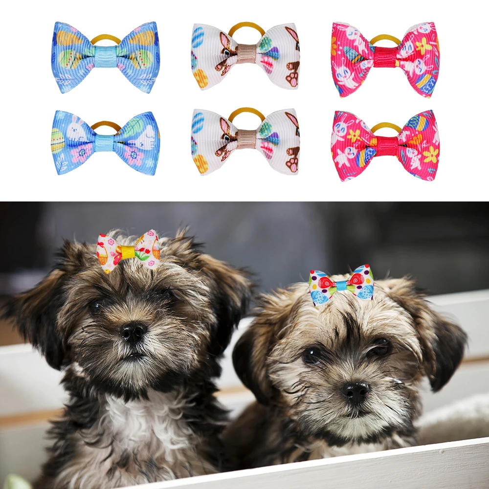 12/24/36pcs Dog Grooming Bows Rubber Bands Easter Day Cat Puppy Hair Bows Small Dog Accessories Pet Supplier