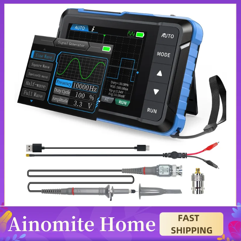 

DSO153 2 in 1 Handheld Oscilloscope/DDS Signal Generator, Digital Portable Automotive Oscilloscope with 2.8 inch TFT
