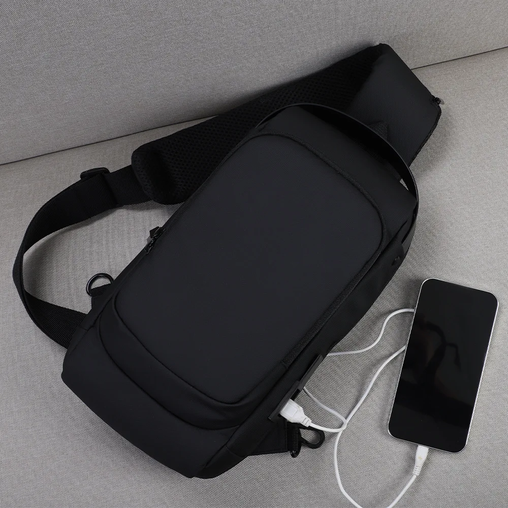 2025 New Trend Men's Crossbody Bag, USB Charging Shoulder Bag for Men Sports Motorcycle, Fashionable Chest Bags bolso de hombre