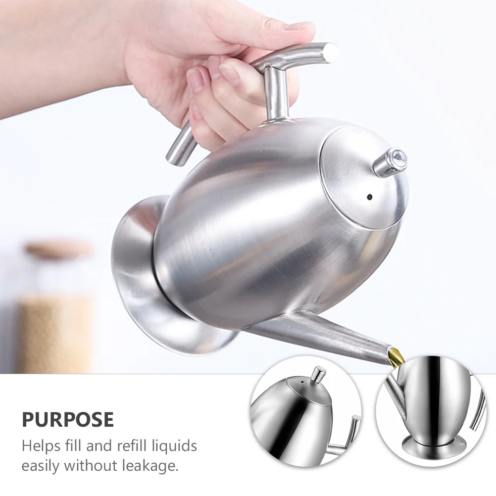 

Stainless Steel Bottle Wide Mouth Leak Proof Kitchen Oil Can For Cooking Oil Vinegar Dispenser Seasoning Pot Corrosion
