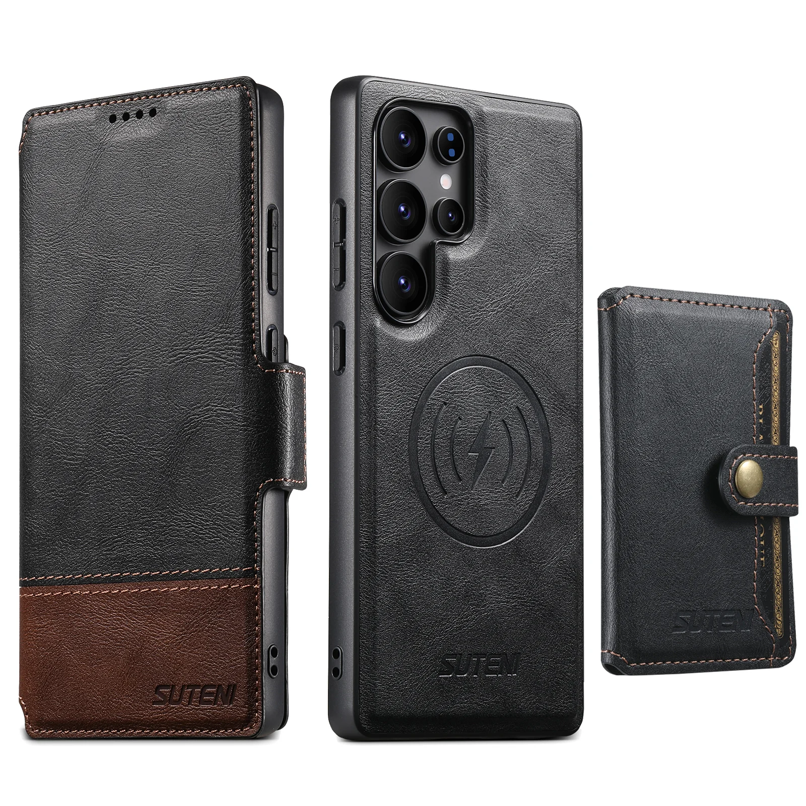 3 in 1 Card holder Leather Case for Samsung Galaxy S26 ultra,S25u,S24u,S23u,S22u Magnetic Flip Wallet Card Slot Cover