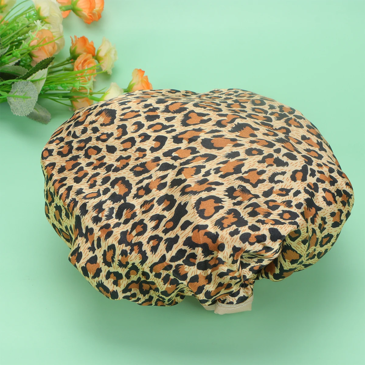 

2Pcs Leopard Print Shower Cap Double-Layer Peva Waterproof Elastic Bathing Cap for Hair and Styling
