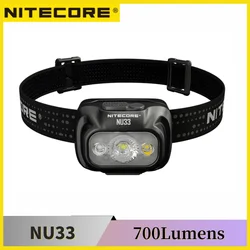 NITECORE NU33 700 Lumens High CRI LED Triple Output USB-C Farol recarregável embutido Li-ion bateria de alumínio Materiais metálicos