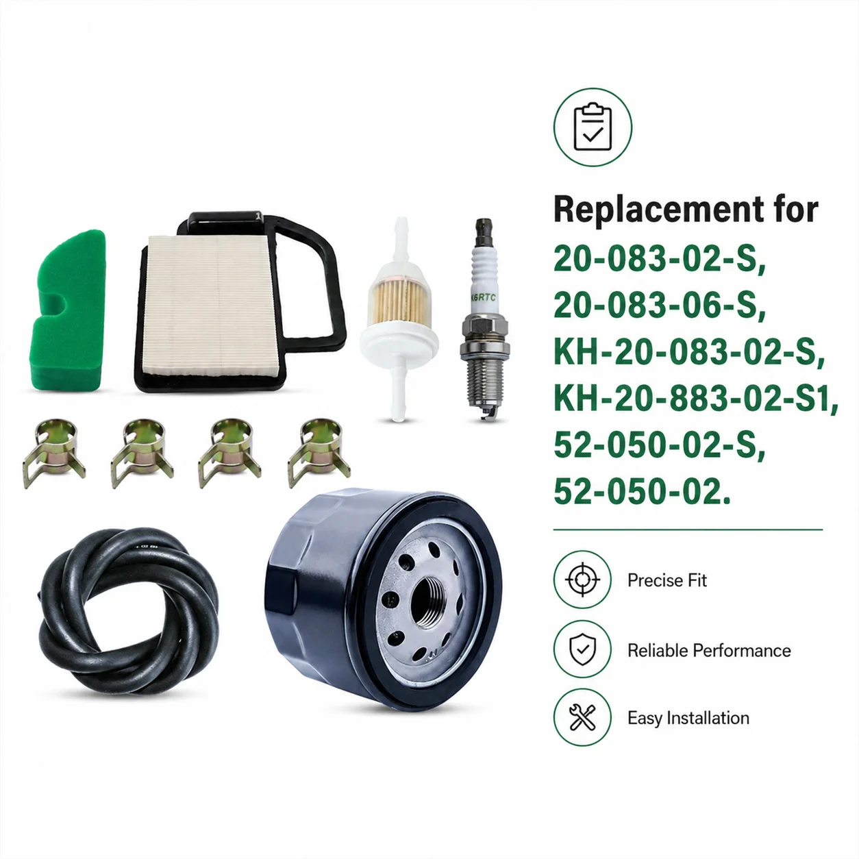 6Pcs Tune Up Kit Air Filter Oil Filter Spark Plug Fuel Line For Kohler SV470 SV471 SV480 SV530 SV540 SV541 Replaces 20-083-02-S