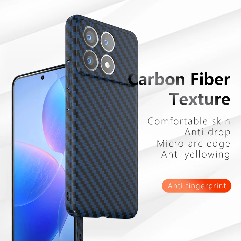 For Xiaomi Redmi K70 60 50 Note 13 12 T + Turbo Poco X5 6 Pro E F5 5G Phone Case,Luxury Carbon Fiber Texture Thin Hard Cover