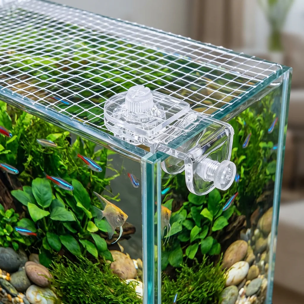 Aquarium Fish Net - 水槽カバー 通気性のある魚タンクメッシュ蓋 ペットオーナー向け 脱走防止スクリーンネット 耐久性のあるカメ・爬虫類タンクガード