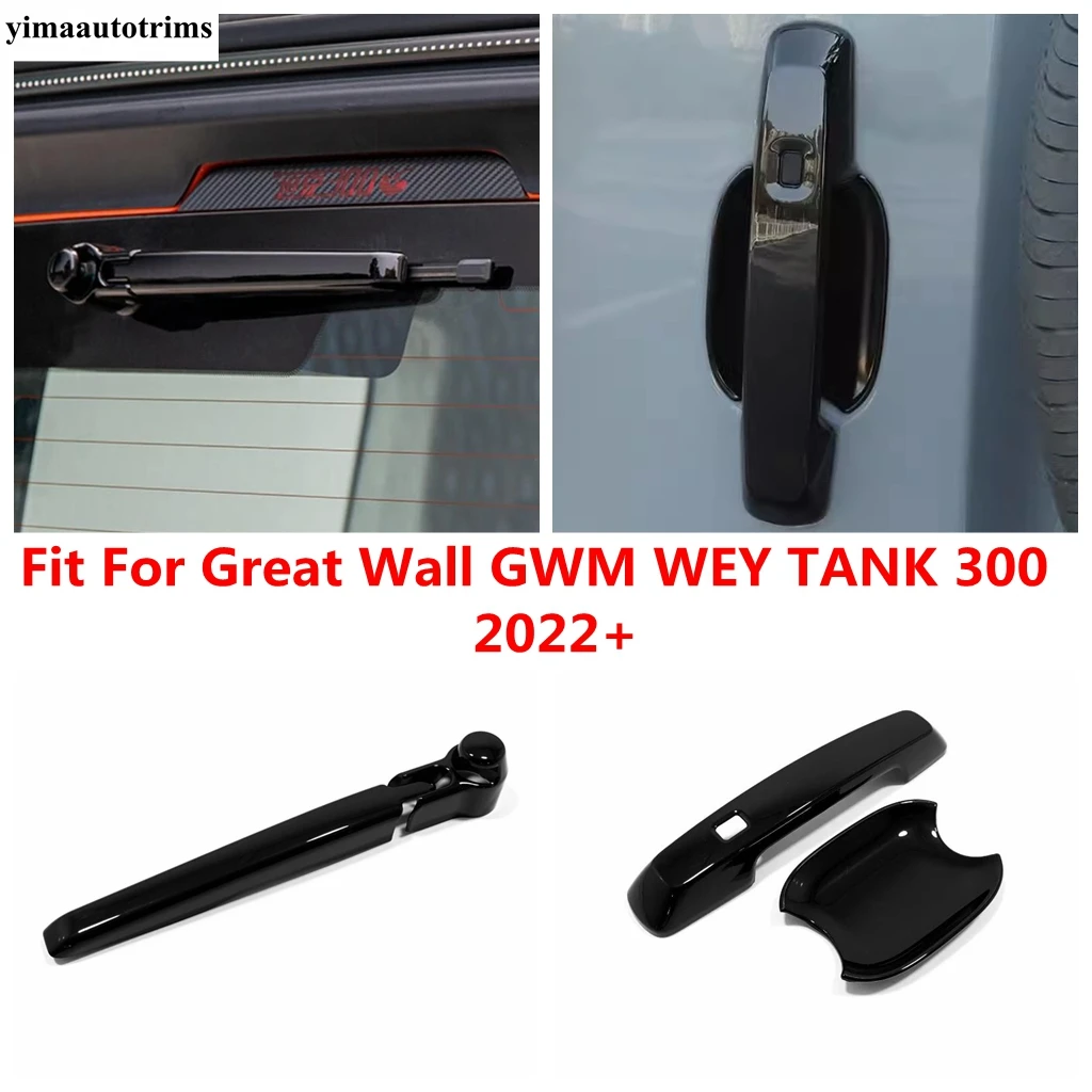 

Rear Window Wiper Arm / Rear Door Handle Bowl Cover Trim For Great Wall GWM WEY TANK 300 2022 2023 Black Accessories Exterior