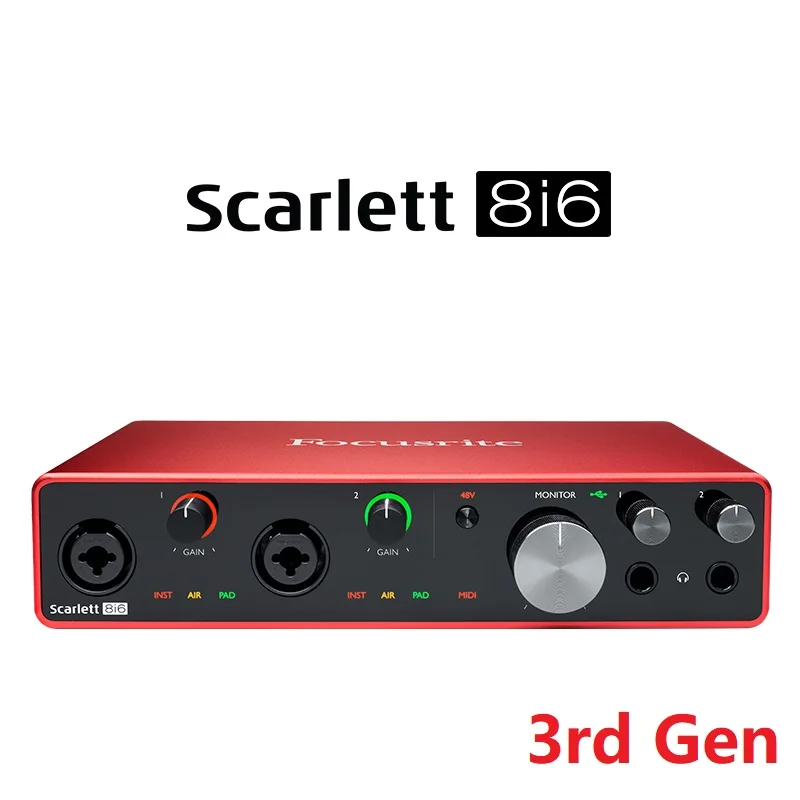 Focusrite Scarlett 8i6 3rd Gen Professional USB Audio Interface Sound Card for Sing Music Live Recording Guitar Band