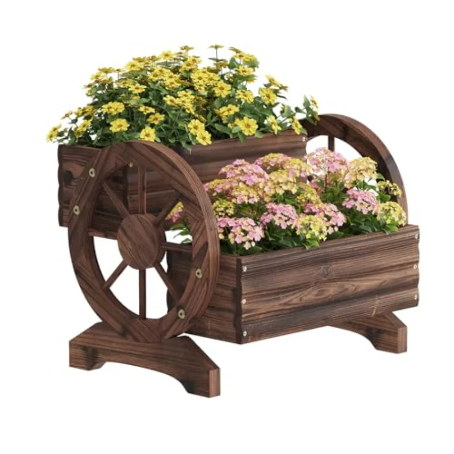 

Деревянная подставка-кашпо в форме тележки для сада, декоративный уличный контейнер