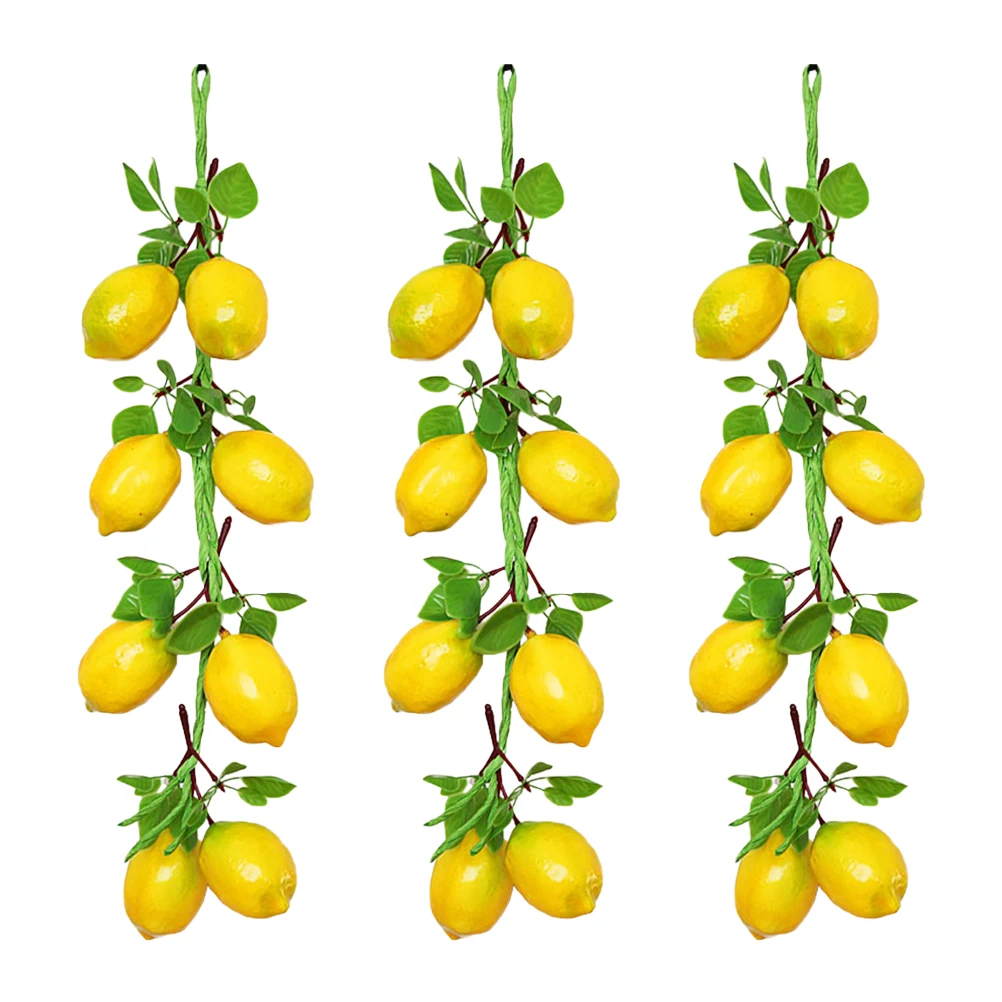 

3 Pcs Simulated Fruit Vegetable String Imitation Lemon Skewers Decorative Models Photo Props Lifelike Foam Home Sturdy