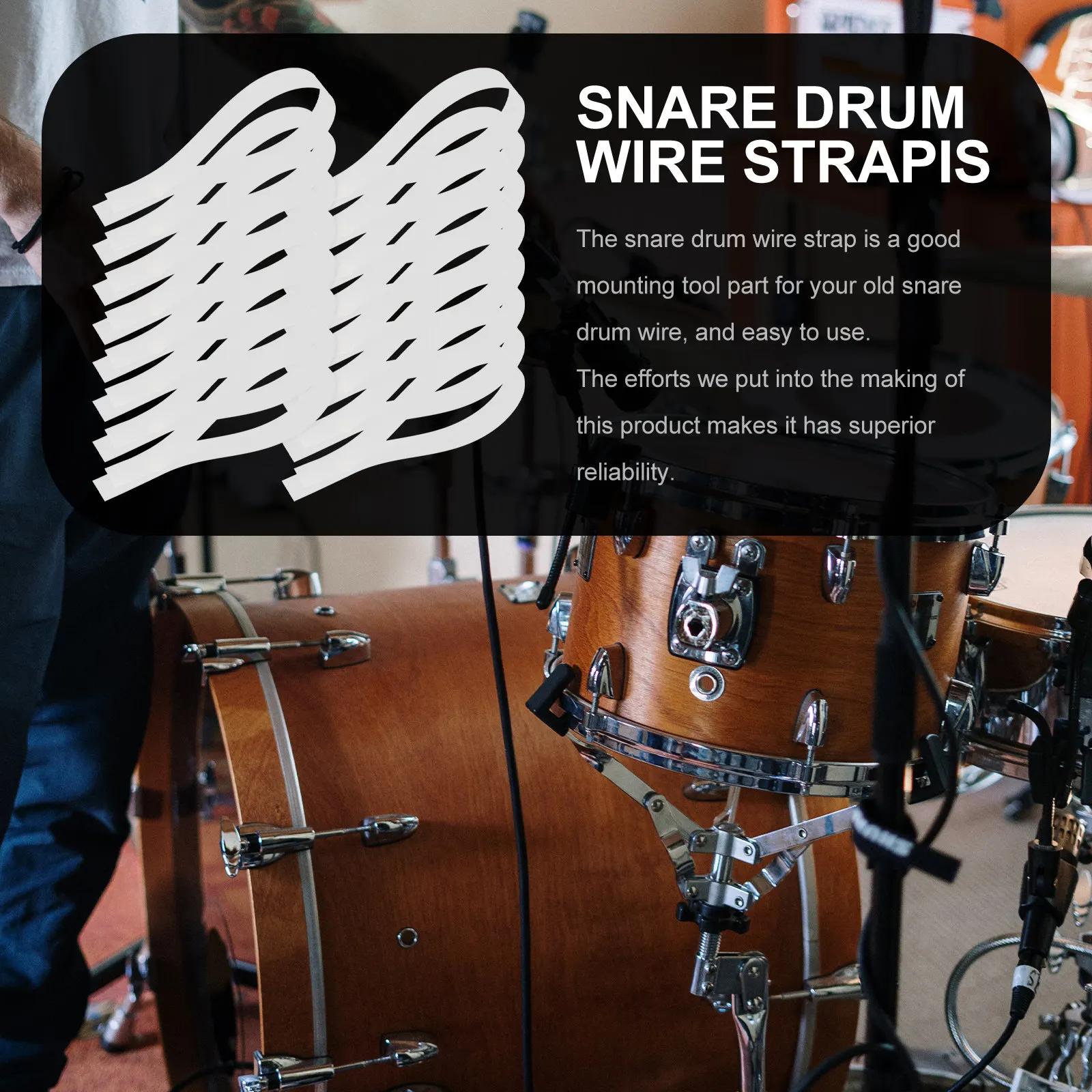 

20Pcs Snare Drum Wire Fixing Straps Strong Pet Mounting Parts Reusable Drum Wire Installation Tools for Musicians