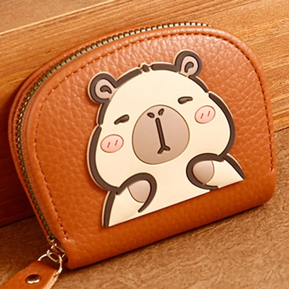 

Fashion Unique Capybara Card Holder Multi-Card Slot Portable Cartoon Capybara Card Bag Zipper Practical Mini Coin Purse Business