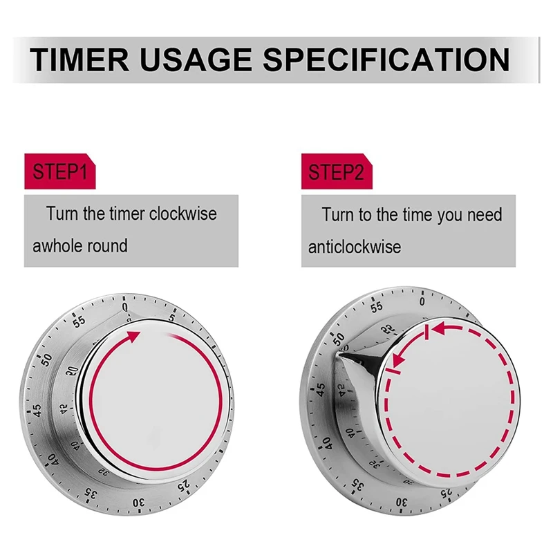 ABRW-Giallo Timer da cucina per frutta, timer per uova, timer da cucina, timer, acciaio inossidabile magnetico, perfetto per cucinare, studiare, ecc.