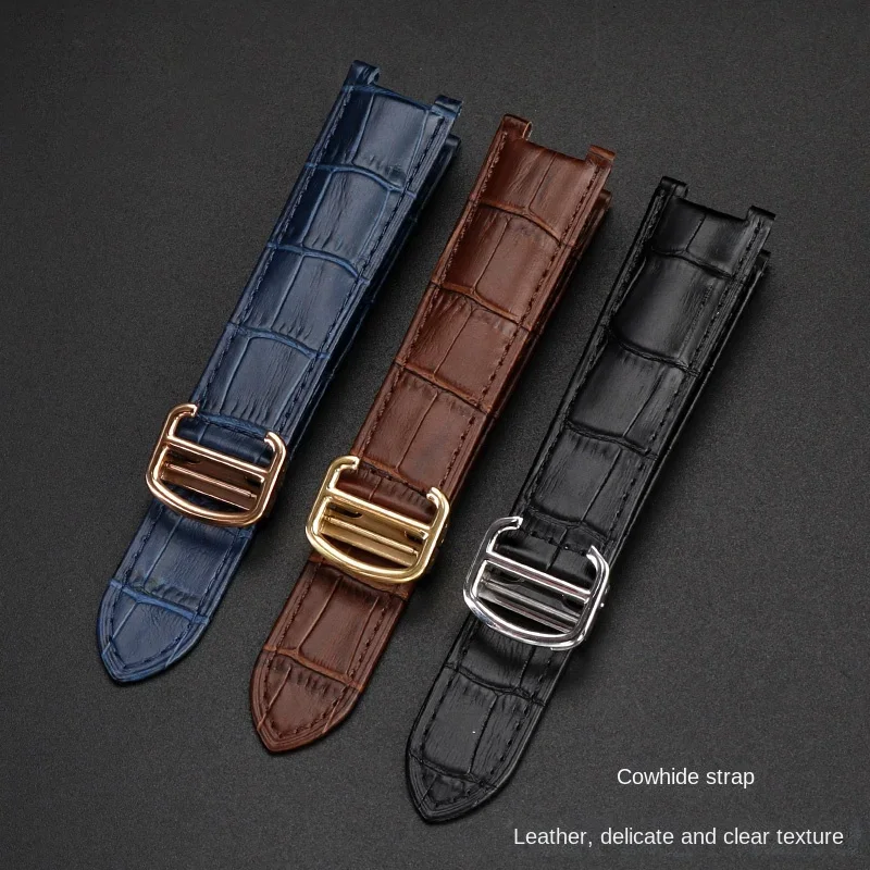 21x15mm 20x12mm 18x10mm For Cartier PASHA Folding Buckle watch strap Genuine leather men women watchband Wristband accessories