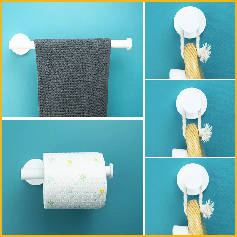 

Stainless Steel Bathroom Accessories Set White Coat Hook Towel Ring Bar Toilet Paper Rack Tissue Holder Modern Minimalist Bathro