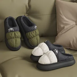 2024 new waterproof warm cotton slippers women's winter indoor home thick bottom non-slip plush cotton slippers men's winter
