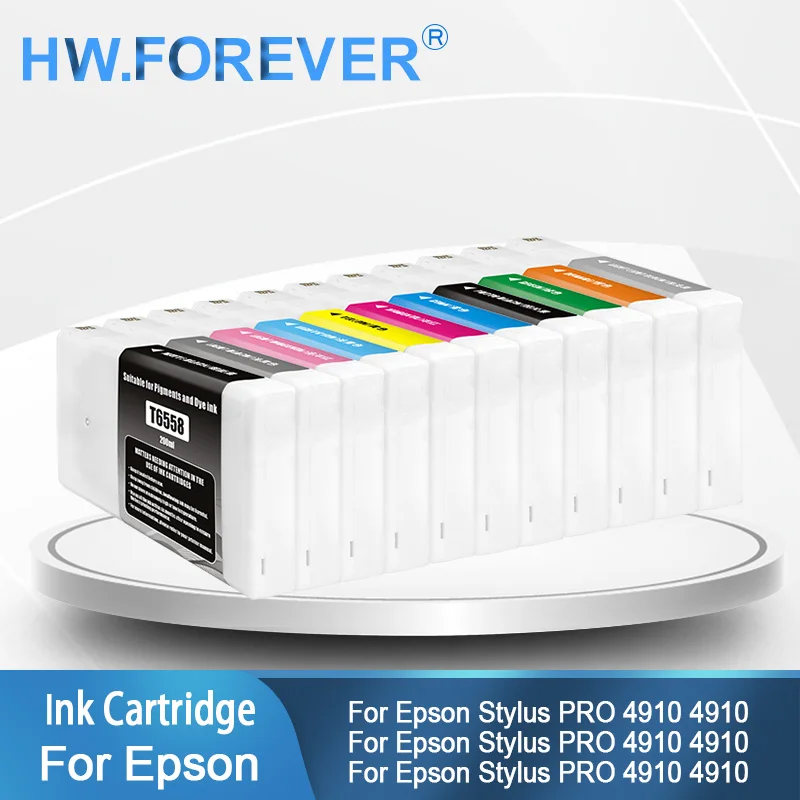 

T6551-T6559 Совместимый картридж с чипом Пигментные красящие чернила для принтеров Epson Stylus PRO 4910 T655A T655B Plua And Play Ink