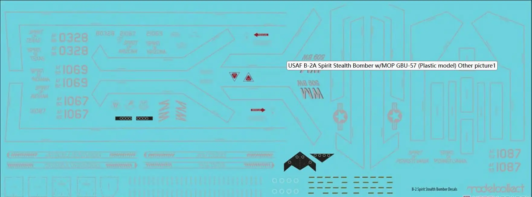 USAF B-2A 스피릿 스텔스 폭격기, 걸레 GBU-57 모델 키트 포함, UA72206 1/72 체중계