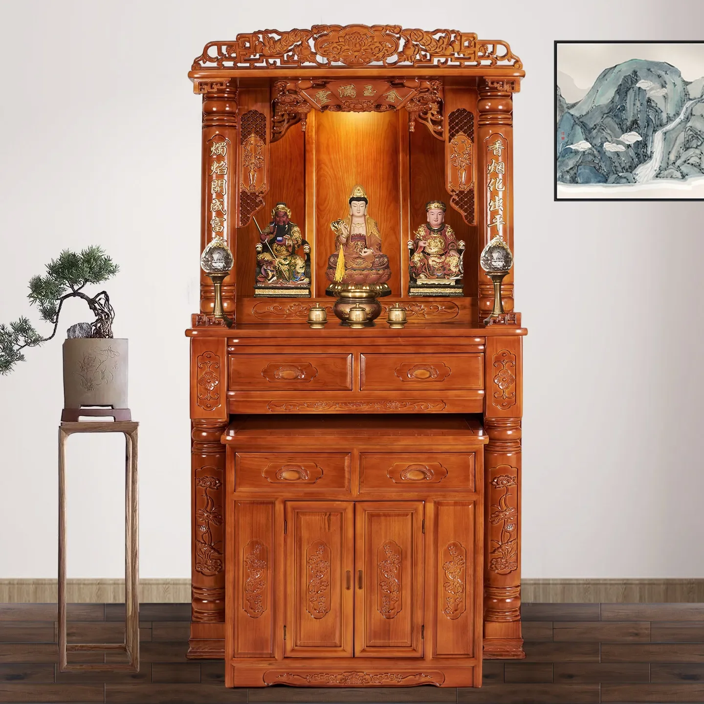 DSABuddhist shrine offering table Buddhist shrine  standing cabinet incense case Zhongtang solid wood Buddhist cabinet household