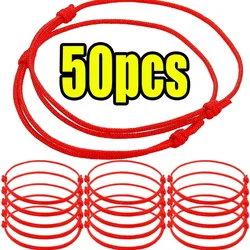 1/50pcs Thin Red String Bracelet for Women Men Adjustable Simple Rope Braided Bracelets for Good Lucky Handmade Couple Jewelry