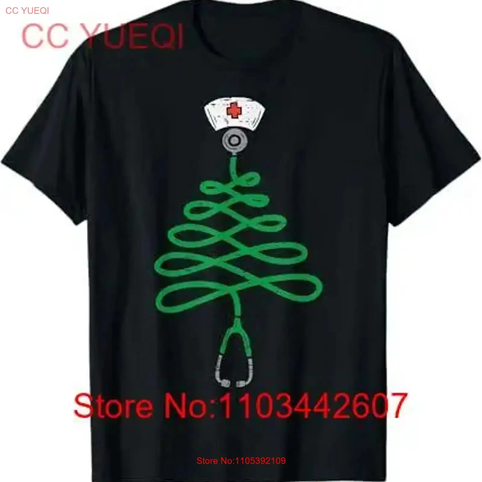 Stethoscope Christmas Tree Nurse Scrub Top Xmas T Shirt vintage Washed graphic fashion Casual Top For Everyday Wear