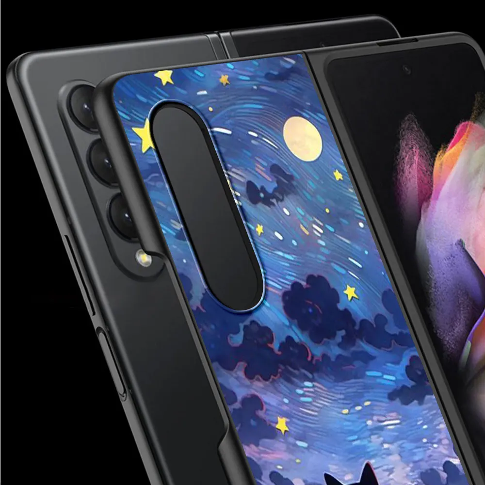 Van Gogh Art Cute Kitty Cases for Samsung Galaxy Z Fold6 Z Fold3 ZFold4 Z Fold5 5G Z Fold4 5G Coque Bumper Shockproof Cover